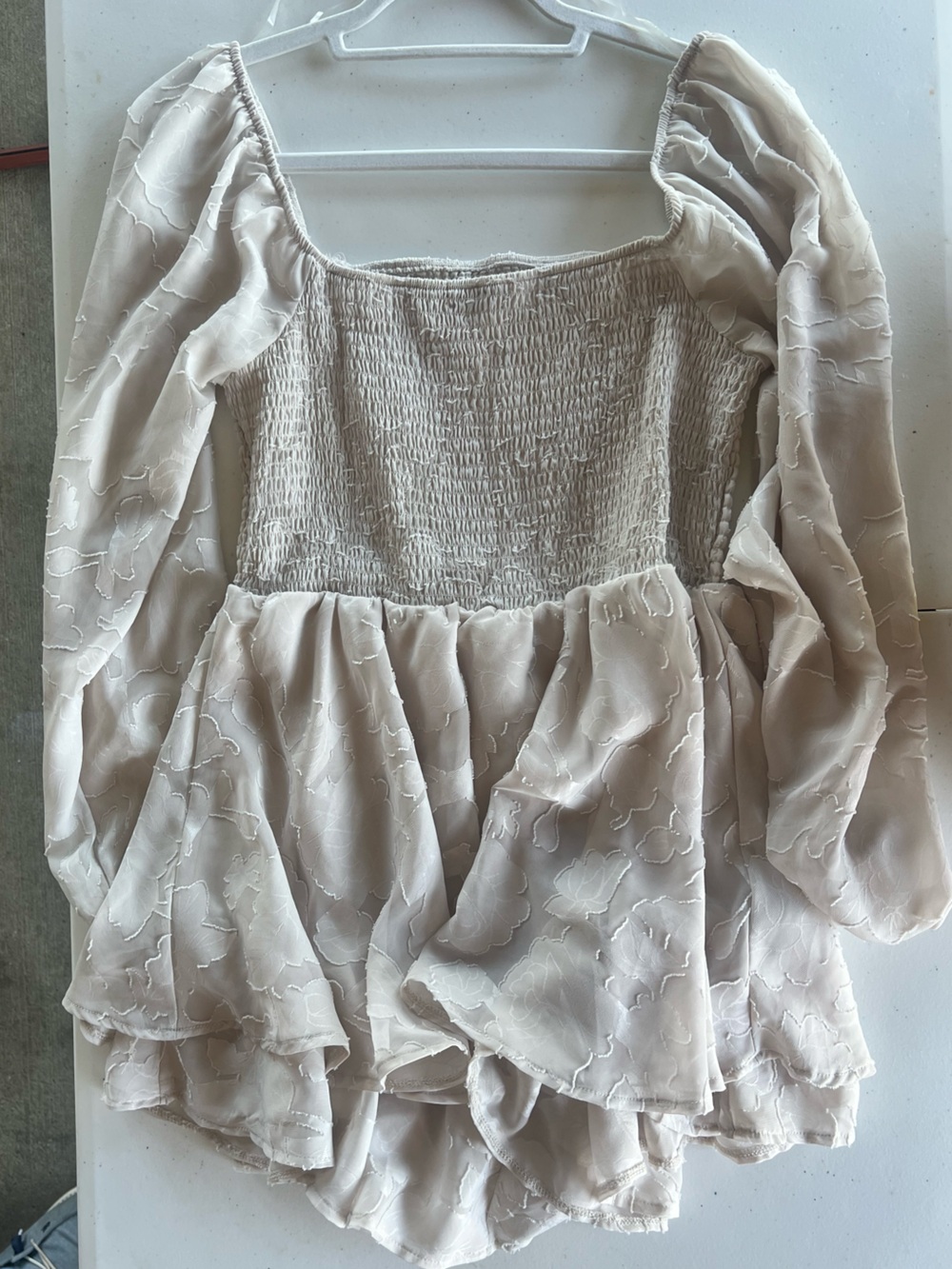 Textured Floral Smocked ROMPER